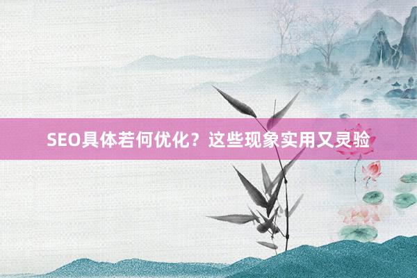 SEO具体若何优化？这些现象实用又灵验